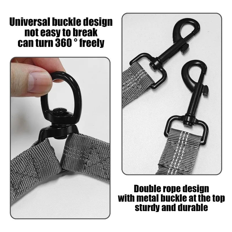 Double Dog Leash Coupler – Shock-Absorbing, Tangle-Free with Reflective Stitching for Two Dogs